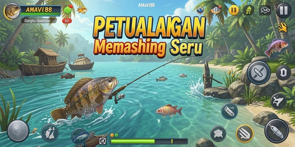 Menampilkan aksi menarik saat menangkap ikan besar di <strong>AMAVI88</strong>.