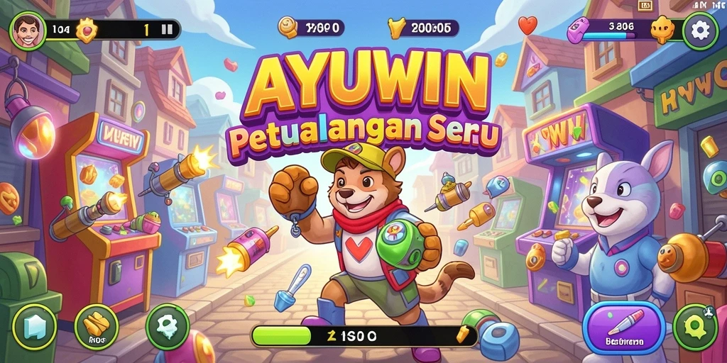 Tangkapan layar AYUWIN menampilkan aksi seru dalam permainan Arcade.