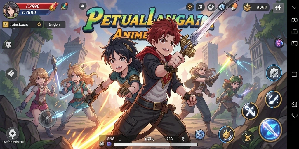Gameplay C7890 menampilkan pertarungan karakter anime yang seru.