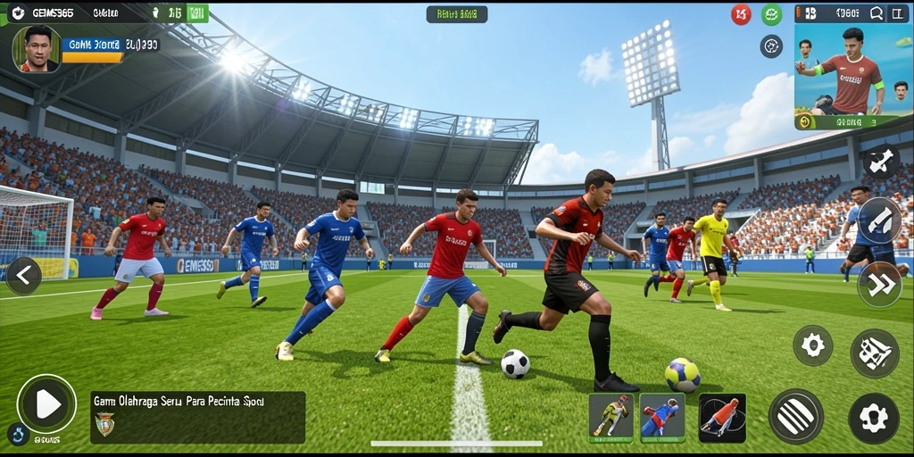 Tampilan gameplay GEMS365 yang menarik dan dinamis saat bermain olahraga.
