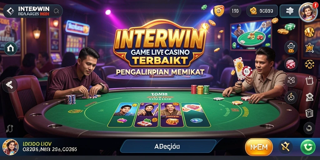 Tampilan antarmuka INTERWIN dengan gameplay Live Casino yang seru.