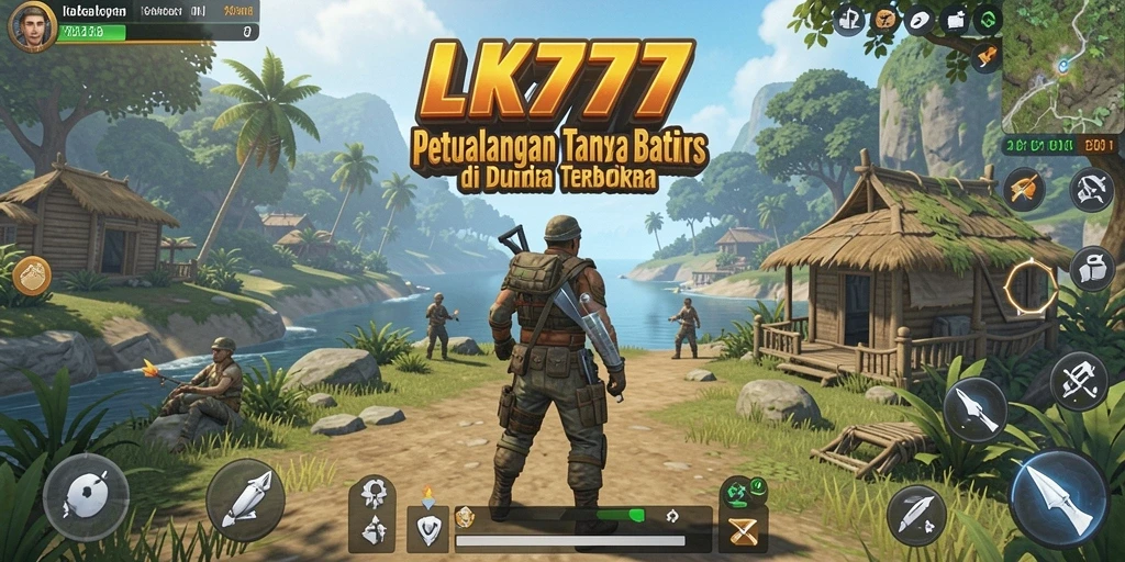 Tangkapan layar utama LK777 menampilkan aksi seru dan eksplorasi dunia terbuka yang luas.
