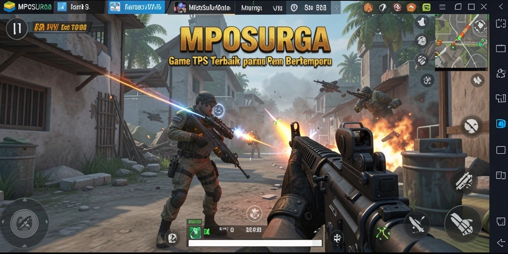 Tangkapan layar MPOSURGA menampilkan aksi pertarungan yang mendebarkan di dalam game TPS.